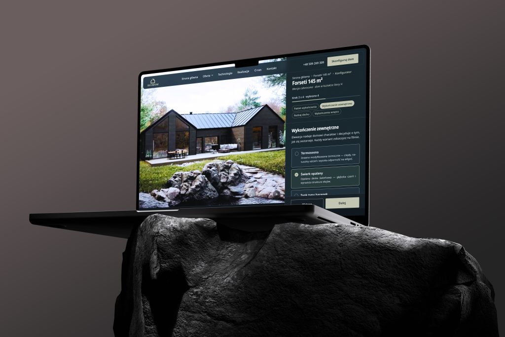 Skandom — branding i strona internetowa marki domów szkieletowych (realizacja goats.)