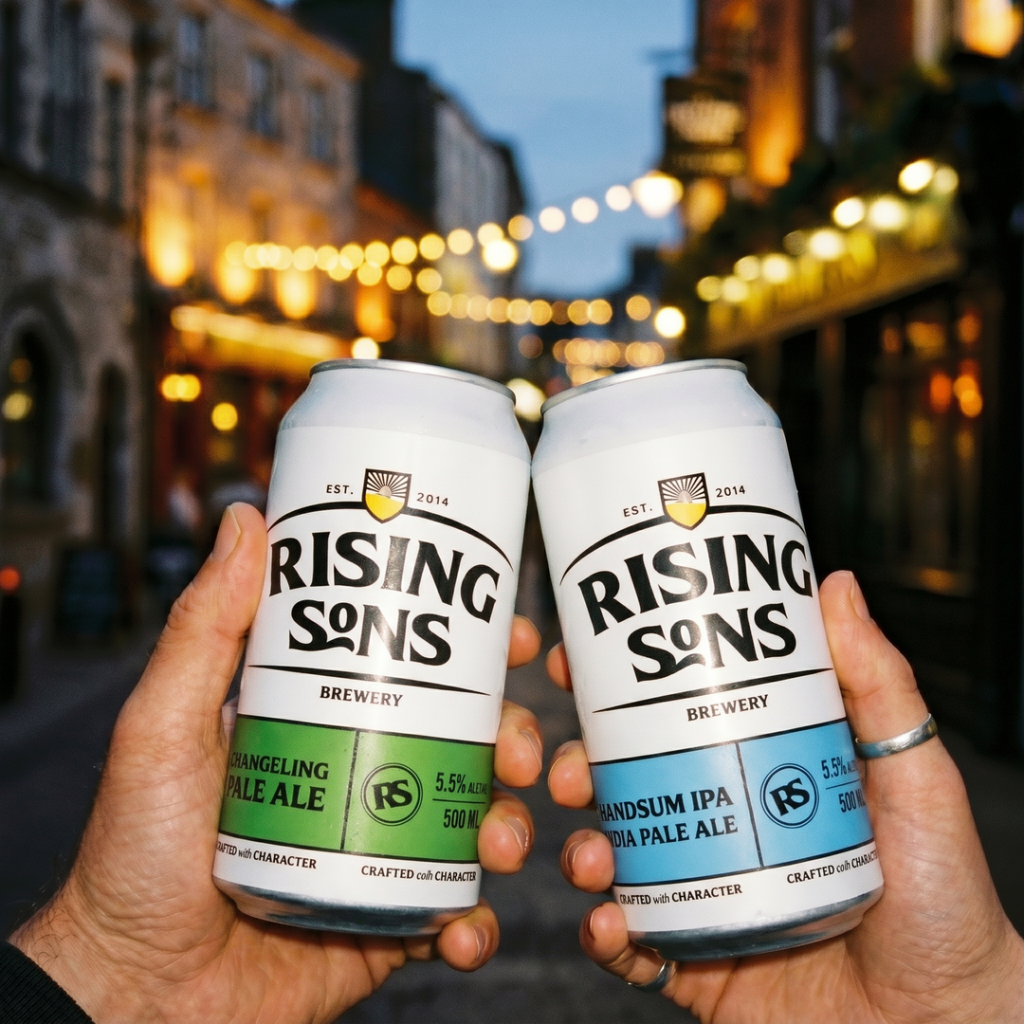 Rising-Sons-Bierdosen mit Branding von goats.